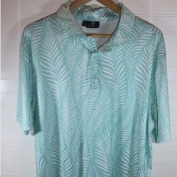 GreenSide Golf Polo Mint Green Sweet Vines Print Mens Polo Shirt  XL - Picture 1 of 8